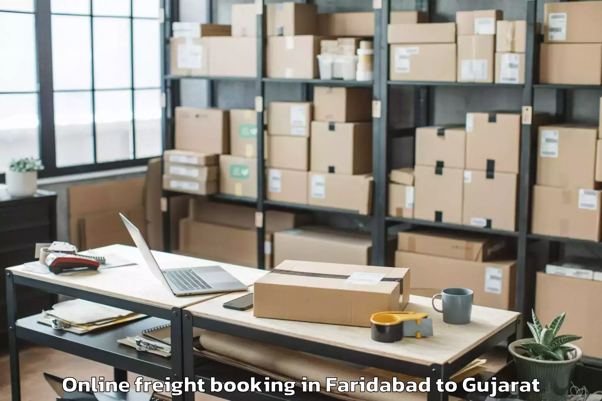 Top Faridabad to Khambhaliya Online Freight Booking Available